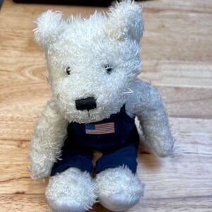 Hallmark PLUSH STUFFED ANIMAL TEDDY‎ BEAR PATRIOTIC US FLAG Overalls